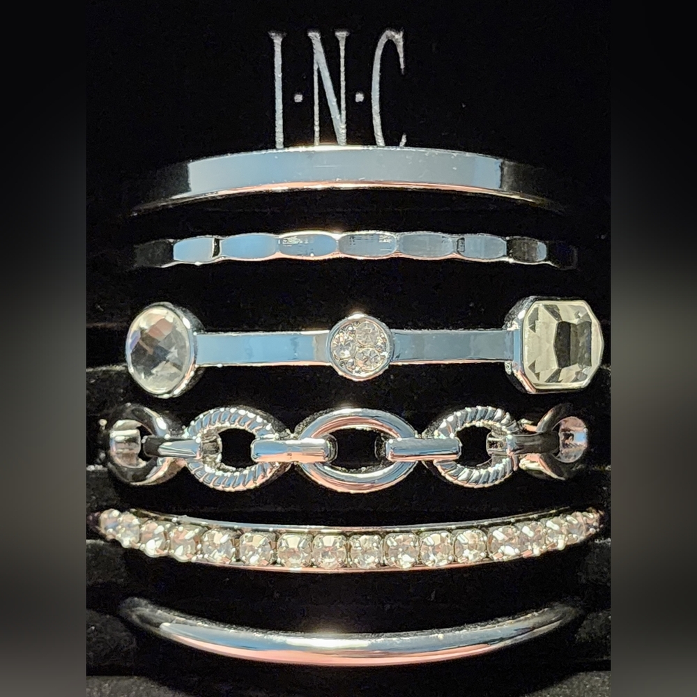 Silver-tone Six Bangle Bracelet set by I.N.C. NIB - Great for a Gift